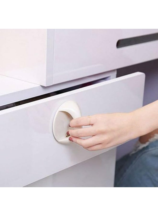 2PCS Round White Self-Adhesive Cabinet and Drawer Handle Helper, Instant Stick-On Kitchen Cabinet and Window Handle, Convenient Auxiliary Pull, Easy to Install and Use, Drawer & Door Opener Sticker - Image 2