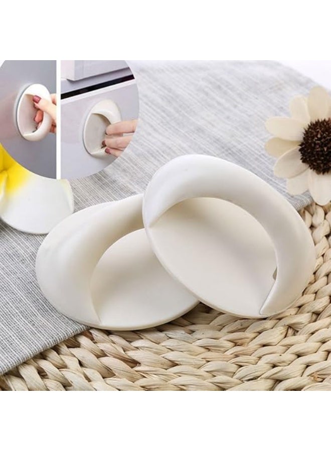 2PCS Round White Self-Adhesive Cabinet and Drawer Handle Helper, Instant Stick-On Kitchen Cabinet and Window Handle, Convenient Auxiliary Pull, Easy to Install and Use, Drawer & Door Opener Sticker - Image 3