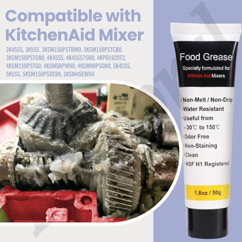 Fennoral Upgrade Metal Gear W10112253 Worm Gear w/Food Grade Grease and Gasket for Whirlpool KitchenA-id Mixers Replace 4162897 AP4295669 4161531 WPW10112253 - Image 4