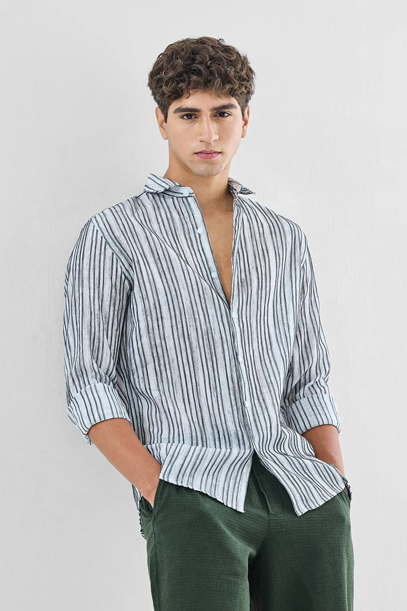 SNITCH Seersucker Slim Fit Stripes Shirt