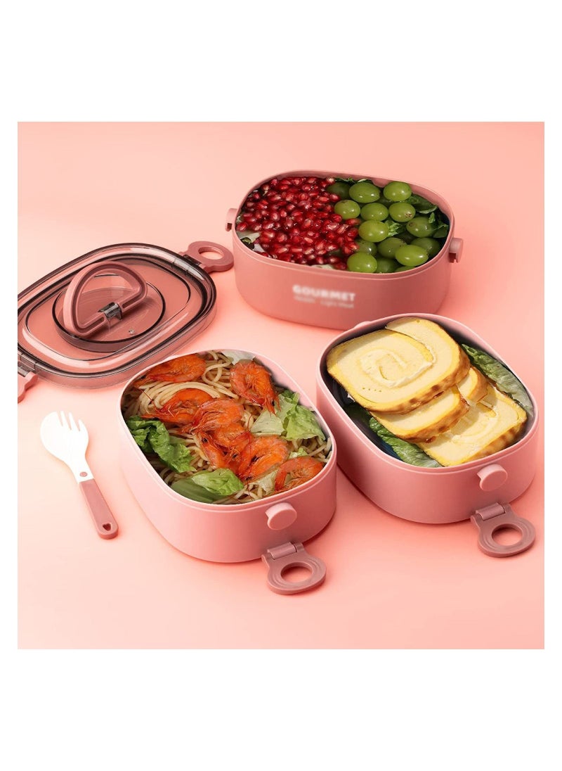 Arabest - 2000ml 3-Tier Portable Stackable Durable Leak Proof Lunch Box Set (Red) - Image 1