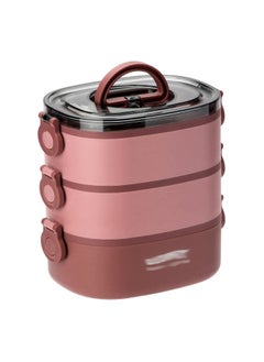 2000ml 3-Tier Portable Stackable Durable Leak Proof Lunch Box Set (Red)