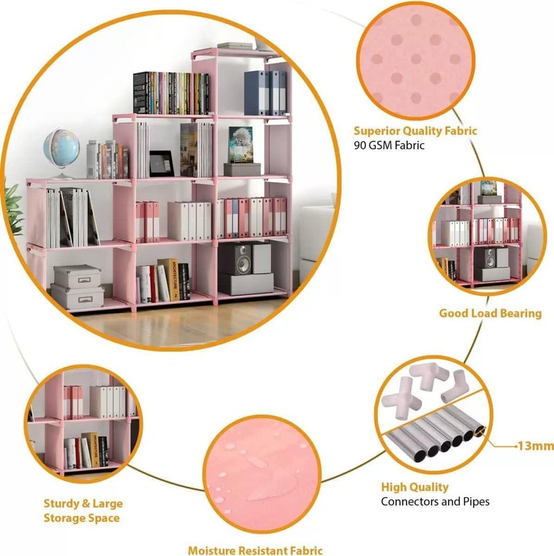 Jaffix Book Self – 9 Layer Portable Book Shelf, Baby Books Rack for Home, Bookshelf Organiser, Book Stand (Pink, 9-Cases) - Image 3