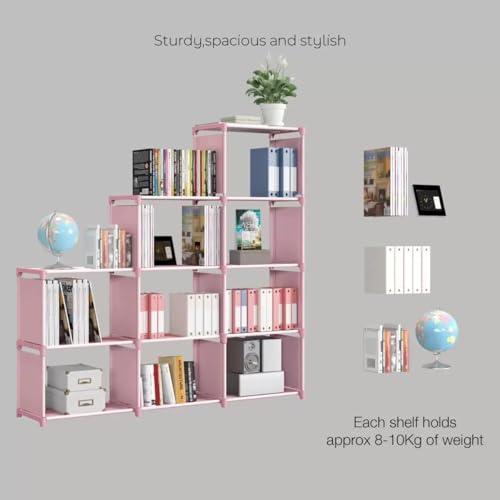 Jaffix Book Self – 9 Layer Portable Book Shelf, Baby Books Rack for Home, Bookshelf Organiser, Book Stand (Pink, 9-Cases) - Image 2