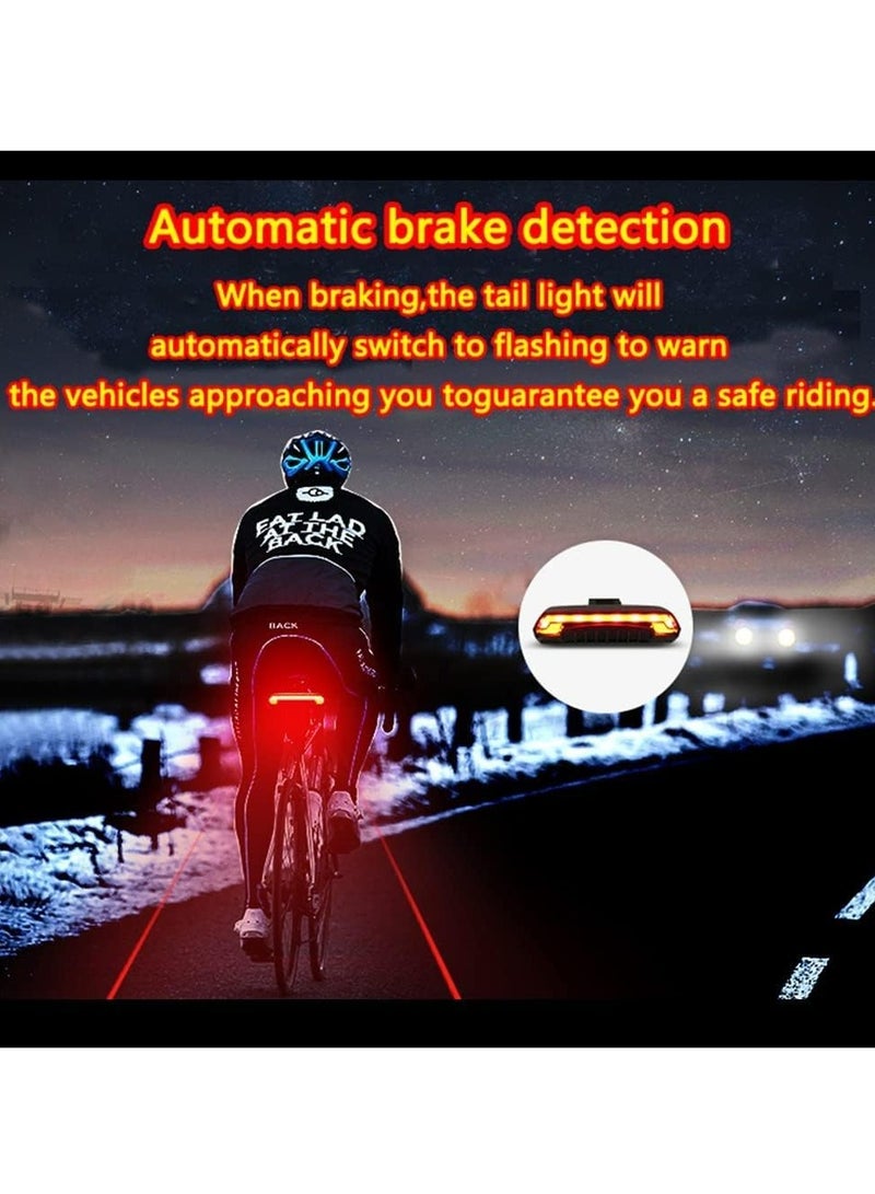 X5 Smart Bike Tail Light Wireless Turn Signals Automatic Brake Light Ground Warning Line Remote Control Usb Rechargeable Waterproof Safety Warning Rear Back Cycling