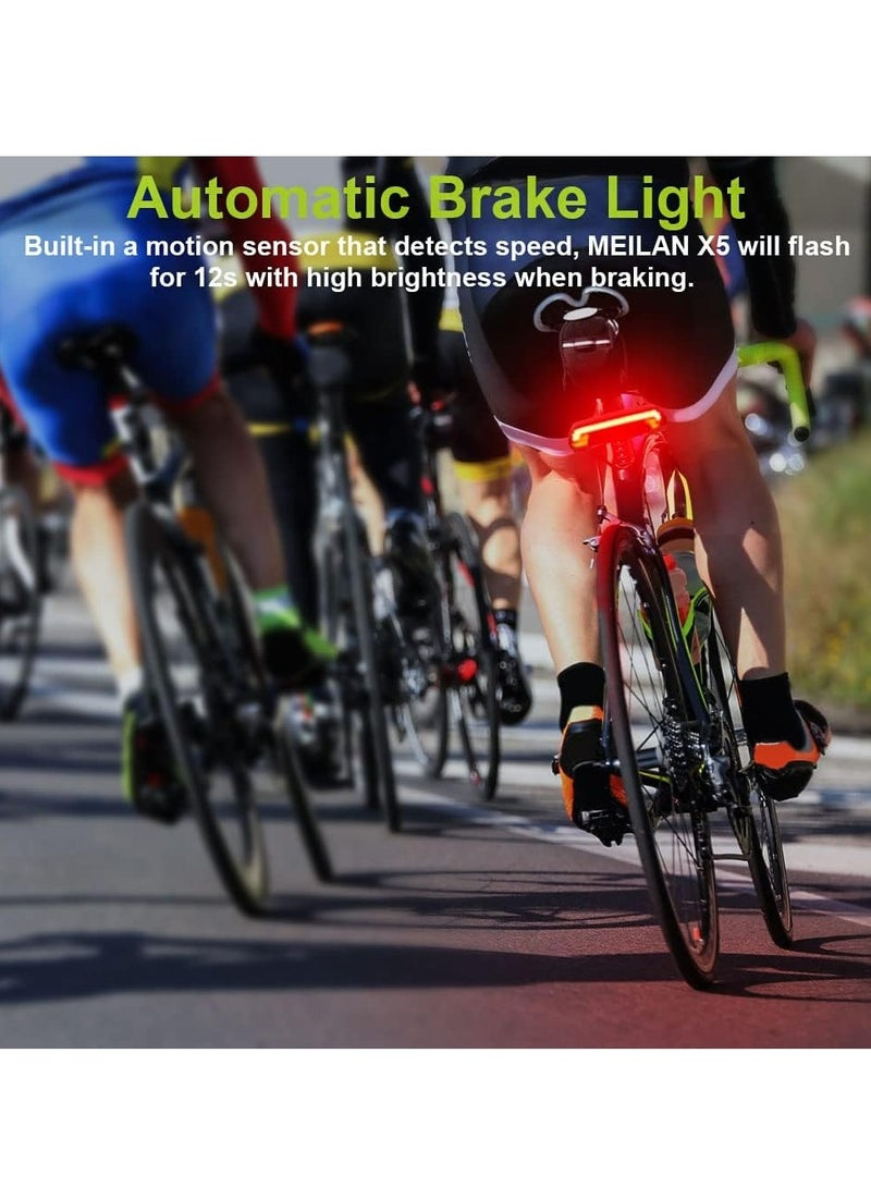 X5 Smart Bike Tail Light Wireless Turn Signals Automatic Brake Light Ground Warning Line Remote Control Usb Rechargeable Waterproof Safety Warning Rear Back Cycling