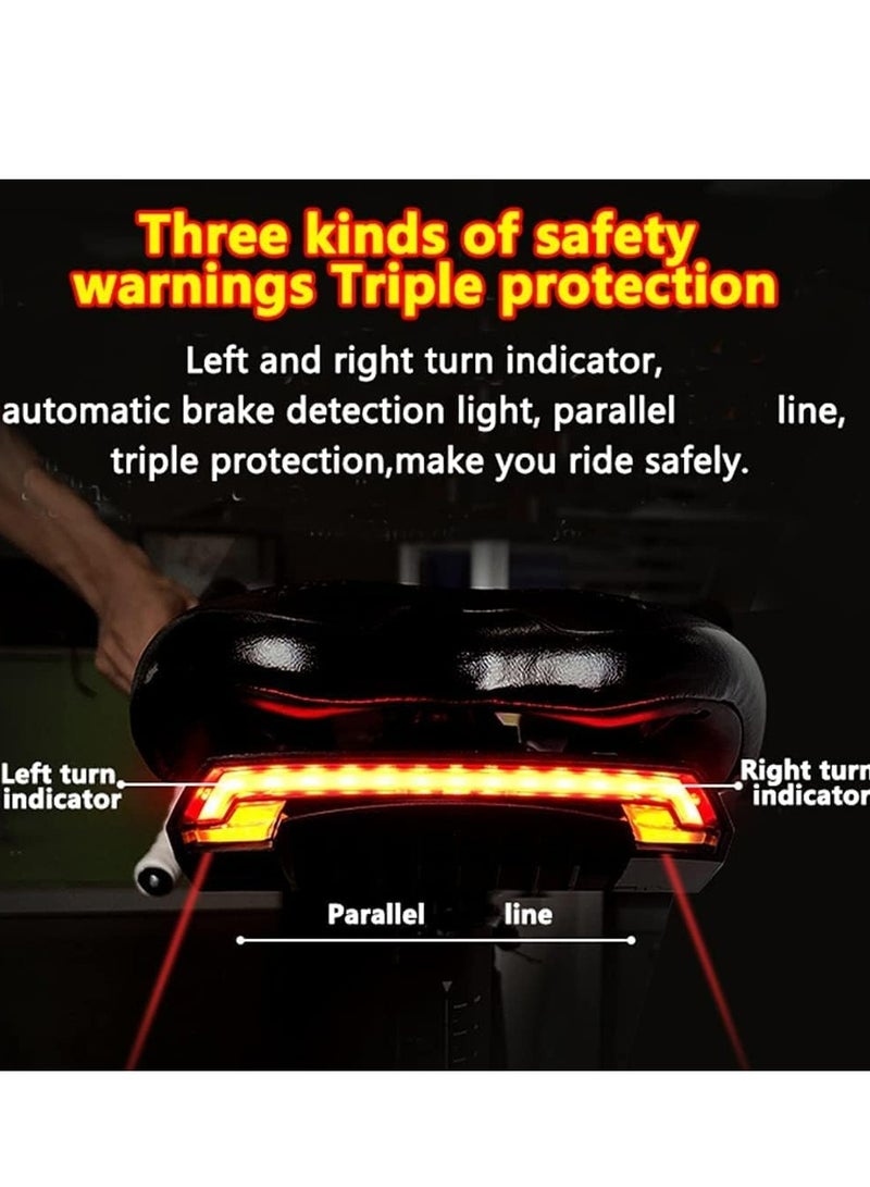 X5 Smart Bike Tail Light Wireless Turn Signals Automatic Brake Light Ground Warning Line Remote Control Usb Rechargeable Waterproof Safety Warning Rear Back Cycling