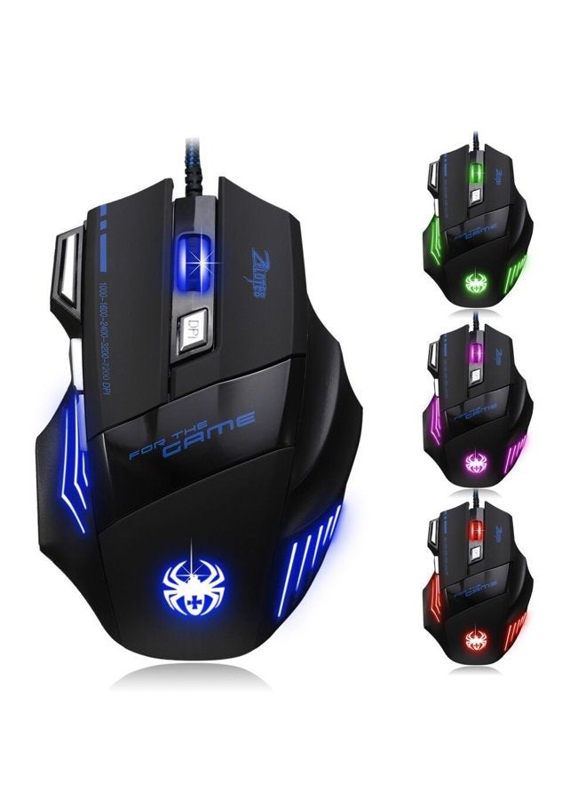 ZELOTES 7200 DPI 7 Buttons Professional LED Optical USB Wired Gaming Mouse Mice for Gamer - Image 1