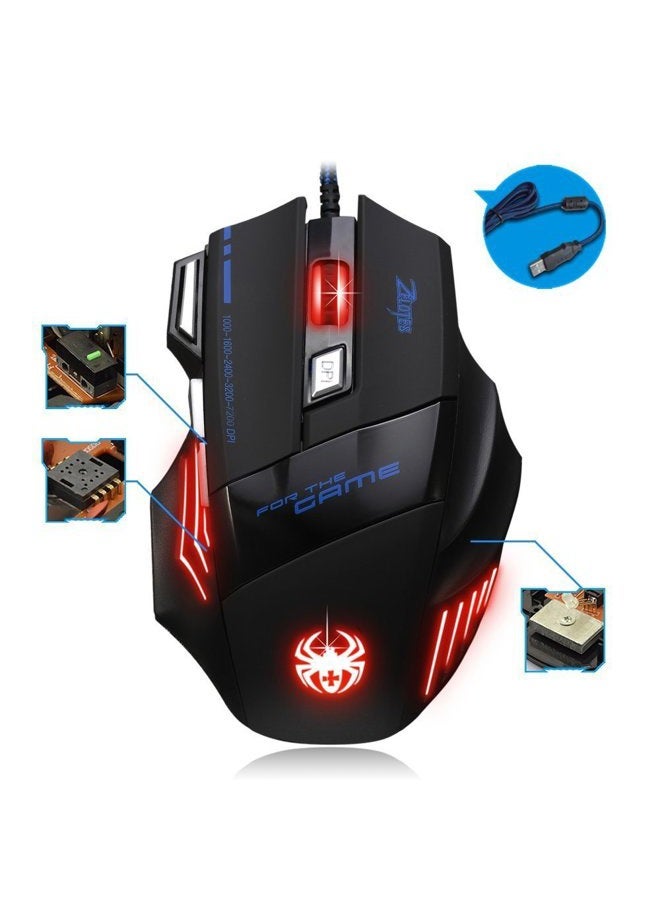 ZELOTES 7200 DPI 7 Buttons Professional LED Optical USB Wired Gaming Mouse Mice for Gamer - Image 3