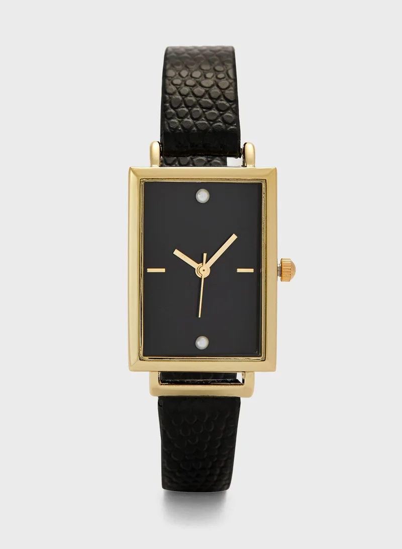 ELLA Pearl Detail Rectangle Watch