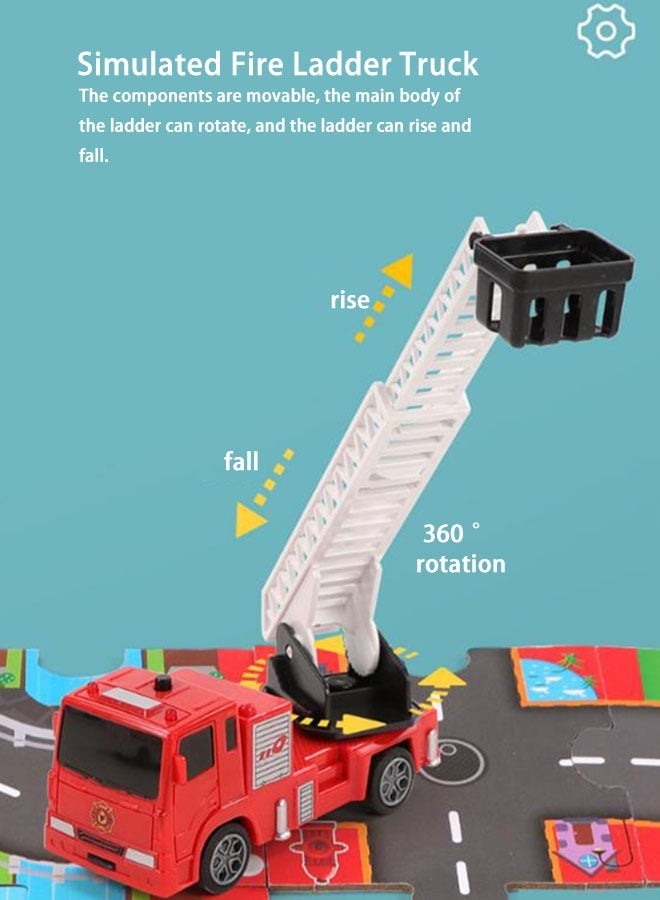 YelaJoy 3D Puzzle Track Toy Set Electric Urban Rescue Cars with Lights and Sounds Fire And Police Theme Puzzle Toys - Image 2