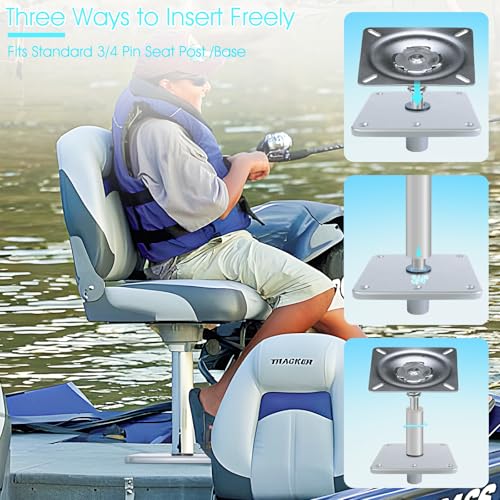 CLLOMAGY Boat Seat Base Mount Boat Seat Pedestal Base Mount Plate for 3/4" Pin Post Socket, Heavy Duty Marine Pedestal Bracket for Most Marine Fishing Pontoon Bass - Image 2