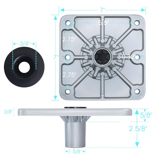 CLLOMAGY Boat Seat Base Mount Boat Seat Pedestal Base Mount Plate for 3/4" Pin Post Socket, Heavy Duty Marine Pedestal Bracket for Most Marine Fishing Pontoon Bass - Image 3