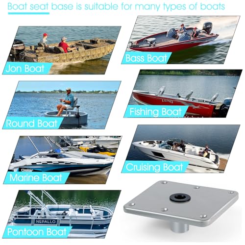 CLLOMAGY Boat Seat Base Mount Boat Seat Pedestal Base Mount Plate for 3/4" Pin Post Socket, Heavy Duty Marine Pedestal Bracket for Most Marine Fishing Pontoon Bass - Image 4