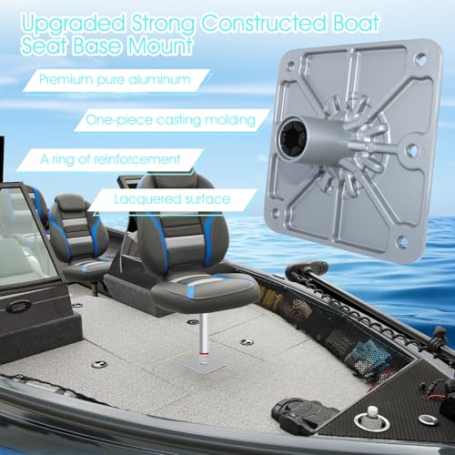 CLLOMAGY Boat Seat Base Mount Boat Seat Pedestal Base Mount Plate for 3/4" Pin Post Socket, Heavy Duty Marine Pedestal Bracket for Most Marine Fishing Pontoon Bass - Image 5