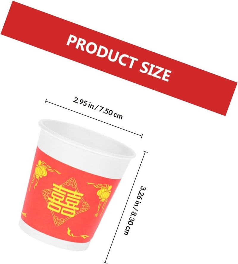 Chinese Wedding Paper Cups 50pcs Disposable Red Party Cups Thickened for Wedding Banquet Tea Ceremony Celebration - Image 2
