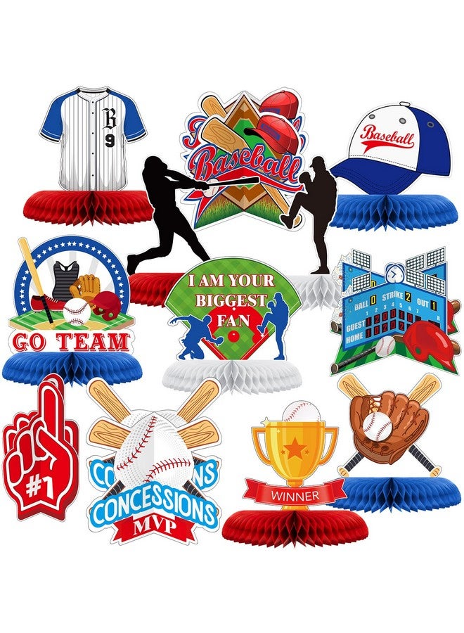 مارسبارك 12 قطعة من ديكورات حفلات البيسبول، قطع مركزية للبيسبول، لوازم حفلات أعياد الميلاد، ديكورات البيسبول، قطع مركزية على شكل قرص العسل للبيسبول، ديكور حفلات بطابع رياضي للأطفال والأولاد وأعياد الميلاد وحفلات استقبال المولود - Image 1