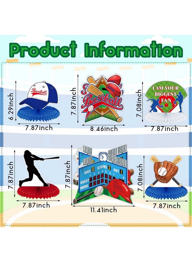مارسبارك 12 قطعة من ديكورات حفلات البيسبول، قطع مركزية للبيسبول، لوازم حفلات أعياد الميلاد، ديكورات البيسبول، قطع مركزية على شكل قرص العسل للبيسبول، ديكور حفلات بطابع رياضي للأطفال والأولاد وأعياد الميلاد وحفلات استقبال المولود - Image 2