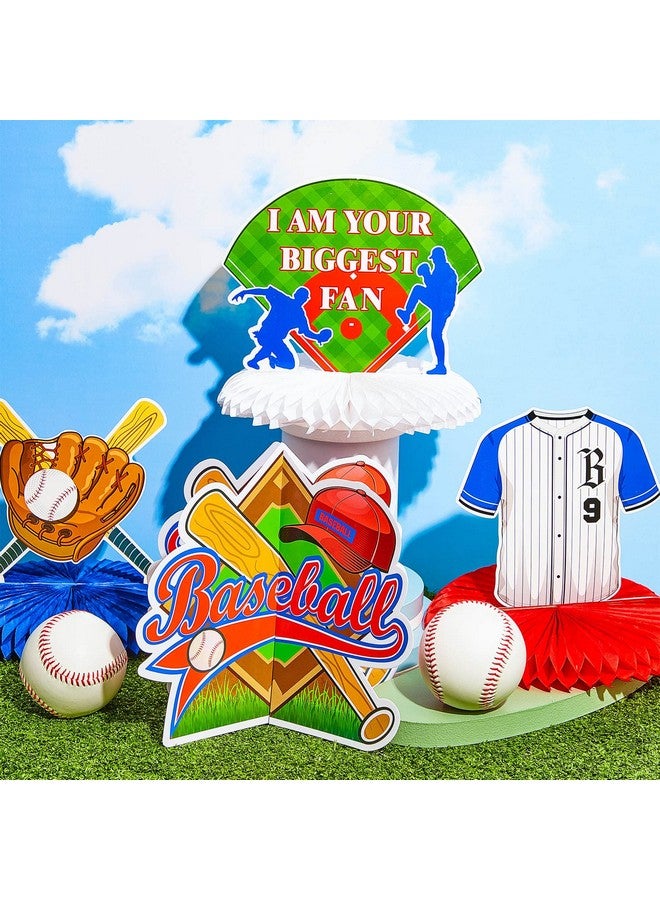 مارسبارك 12 قطعة من ديكورات حفلات البيسبول، قطع مركزية للبيسبول، لوازم حفلات أعياد الميلاد، ديكورات البيسبول، قطع مركزية على شكل قرص العسل للبيسبول، ديكور حفلات بطابع رياضي للأطفال والأولاد وأعياد الميلاد وحفلات استقبال المولود - Image 5