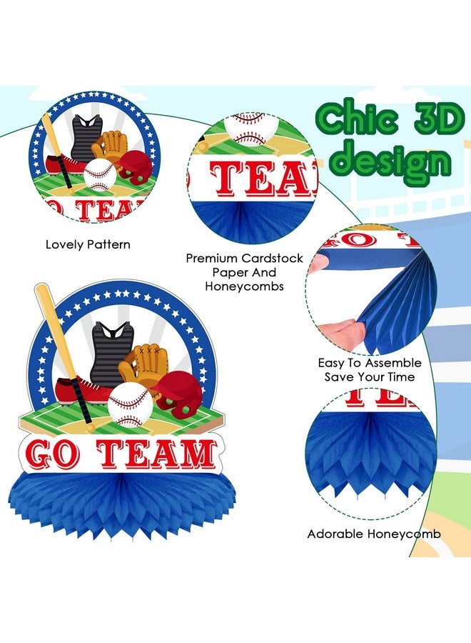 مارسبارك 12 قطعة من ديكورات حفلات البيسبول، قطع مركزية للبيسبول، لوازم حفلات أعياد الميلاد، ديكورات البيسبول، قطع مركزية على شكل قرص العسل للبيسبول، ديكور حفلات بطابع رياضي للأطفال والأولاد وأعياد الميلاد وحفلات استقبال المولود - Image 3