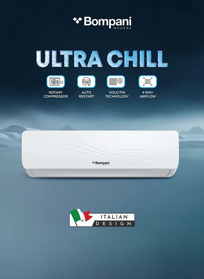 Bompani 1.5 Ton Split Air Conditioner, 18000 BTU Cooling, T3 Tropical Compressor, 4-Way Airflow, Gold Fin, R410A Refrigerant – (1 Year Warranty) 2500 W BSAC18CRN WHITE - Image 2