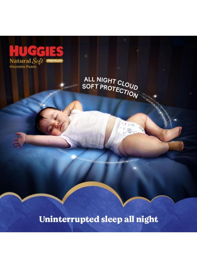Huggies Natural Soft Overnite Diaper Pants| Premium Pant Style Baby Diapers Medium Size (L Size | 9-14 Kgs), 34 count| Keeps baby dry all night with cloud softness all over - Image 3