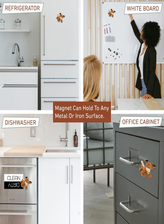 بازلد مغناطيس ثلاجة على شكل حيوان موس بني محشو من COTA Global - ديكور مغناطيسي لطيف على شكل حيوان بري للثلاجة والخزانة وديكور المنزل والمكتب - 4 بوصات - Image 4