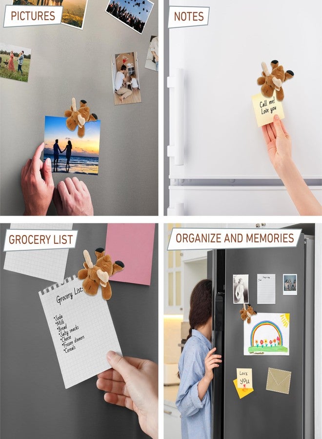 بازلد مغناطيس ثلاجة على شكل حيوان موس بني محشو من COTA Global - ديكور مغناطيسي لطيف على شكل حيوان بري للثلاجة والخزانة وديكور المنزل والمكتب - 4 بوصات - Image 3