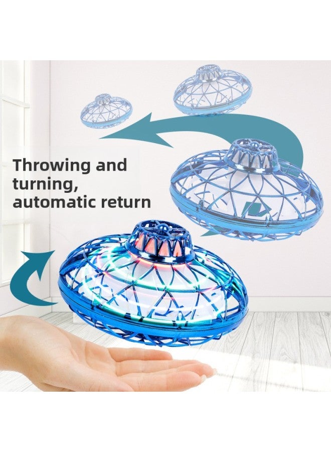 Products Hand Throwing LED Luminous Spinning Magic UFO Flying Ball Suspended Fingertip Gyro Decompression Toy-Color:Blue
