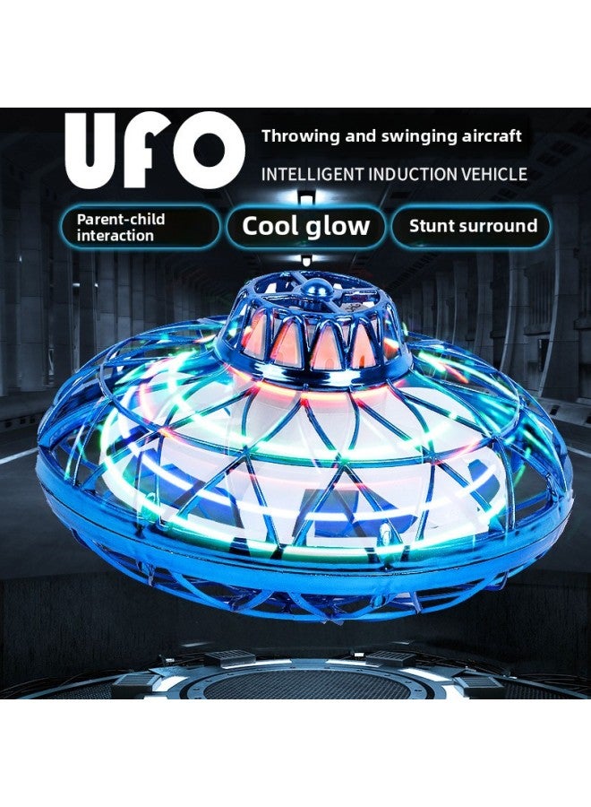 Products Hand Throwing LED Luminous Spinning Magic UFO Flying Ball Suspended Fingertip Gyro Decompression Toy-Color:Blue