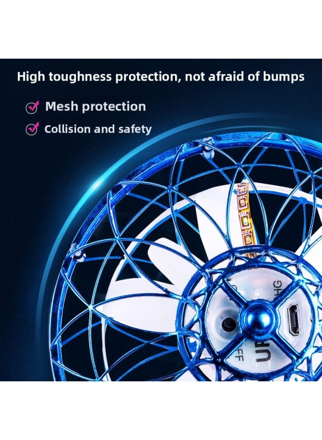 Products Hand Throwing LED Luminous Spinning Magic UFO Flying Ball Suspended Fingertip Gyro Decompression Toy-Color:Blue