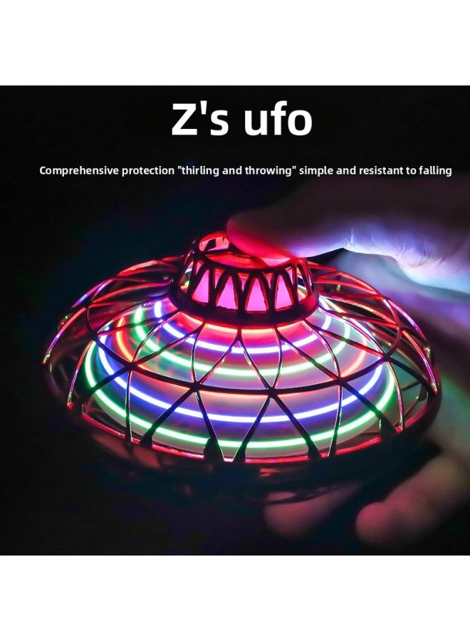 Products Hand Throwing LED Luminous Spinning Magic UFO Flying Ball Suspended Fingertip Gyro Decompression Toy-Color:Blue