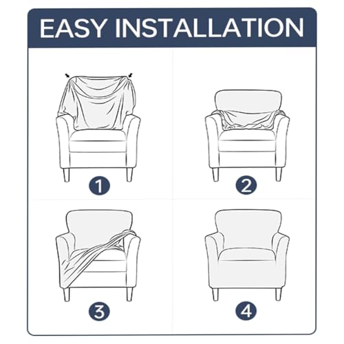 SONNACH Stretch Chair Covers with Arms 1-Piece Banquet Armchair Slipcover Velvet Mid Century Modern Armchair Slipcover Anti-Slip Furniture Protector for Living Room Friendly for Kids Pets (Navy) - Image 3