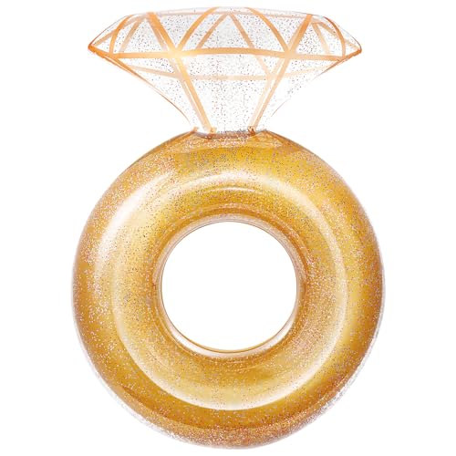 HeySplash Pool Floats Inflatable Diamond Ring Pool Float Large Engagement Ring Floatie for Bachelorette Party Swim Tube River Lake Wedding Bride Stagette Decor Fun Toy Raft for AdultsYellow - Image 1