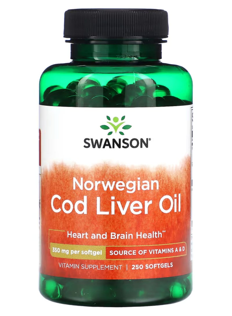 سوانسون‏, زيت كبد سمك القد النرويجي ، 350 ملجم ، 250 كبسولة هلامية