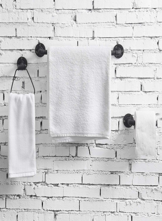 MyGift 3-Piece Matte Black Metal Pipe Bathroom Hardware Set with Toilet Paper Holder, Hand Towel Ring and Bath Towel Bar Rack - Image 5