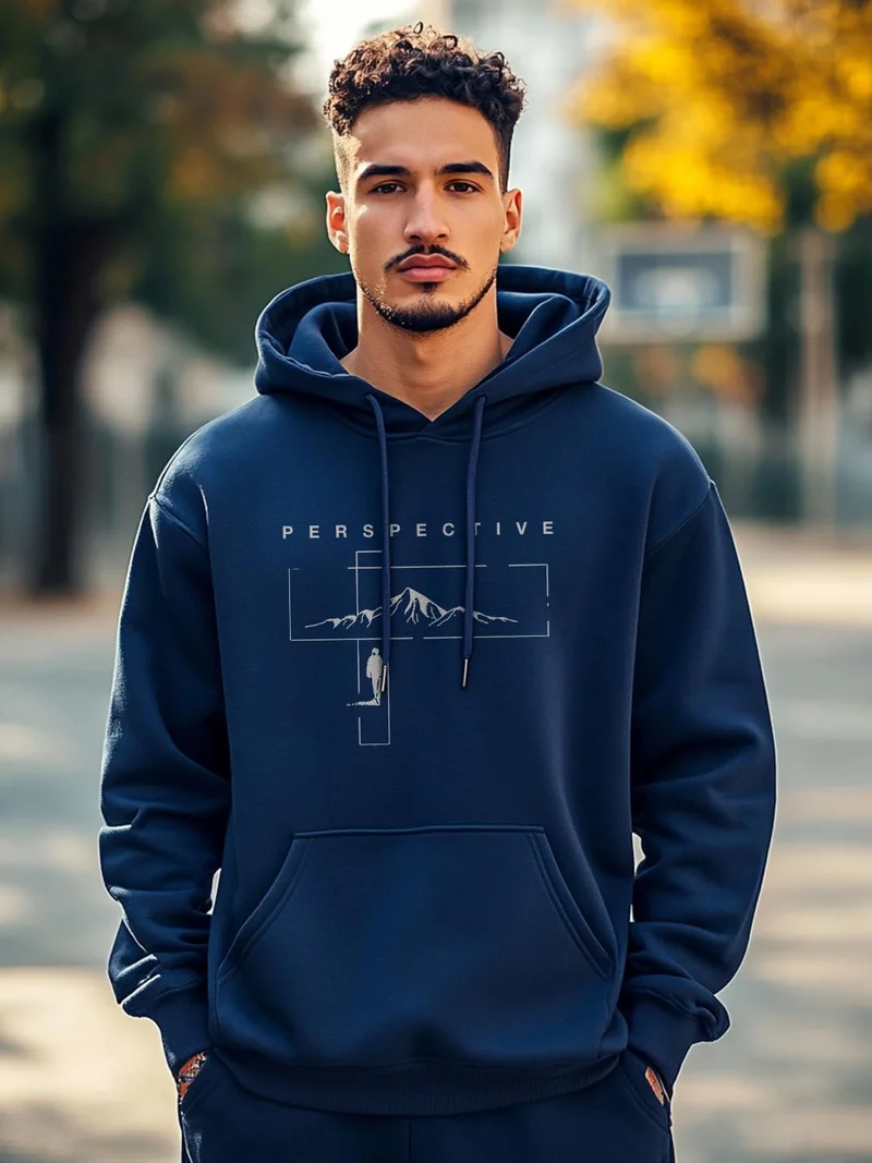 NOBERO Nobero Men's Navy Hooded Sweatshirt
