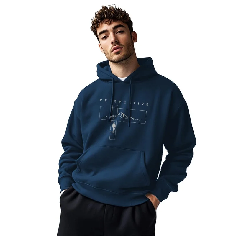 NOBERO  Nobero Men's Navy Hooded Sweatshirt for Men | Best Price UAE