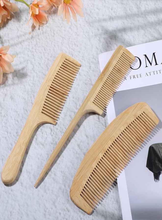 Psiriol 3 Pcs Rat Tail and Fine Tooth, Wide Tooth, Wooden Comb, Natural Handmade Bamboo Anti-Static Combs Set for Women Men for Long, Short, Thick, Thin, Wavy or Curly Hair Detangling - Image 5
