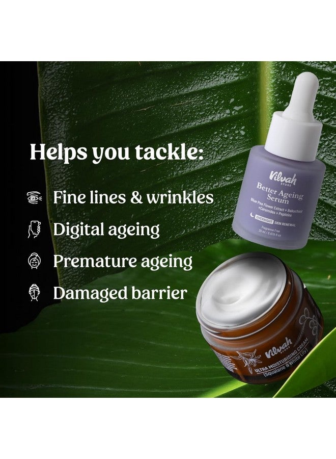 Vilvah Store Better Aging Serum & Ultra Moisturising Cream with Bakuchiol & Blue Pea Flower. Anti-aging, reduces fine lines & wrinkles. Suitable for all skin types, for men & women. - Image 4