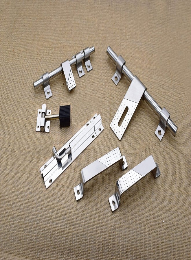 RAB Door Kit 10" Stainless Steel (1-Aldrop, 1-Latch, 2-Handle, 1-Tower Bolt, 1-Door Stopper, Code:- 2020, Size:- 10"-2mm)