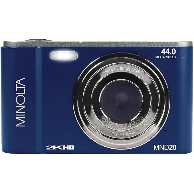 Minolta MND20 44 MP / 2.7K Quad HD Digital Camera (Blue) + 32GB Memory Card + 12 inch Flexible Tripod + Memory Card Wallet + USB Card Reader, SD/microSD + More - Image 2