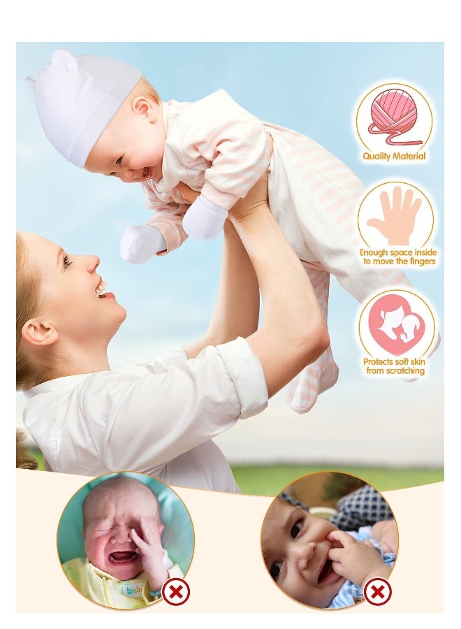Baby Fetal Cap Gloves Set, 6 Sets Newborn Cute Cotton Hospital Hat Mittens Baby Beanie Maternity Birth Accessories (White, Grey, Blue, Black, Dark Blue, Brown) - Image 3