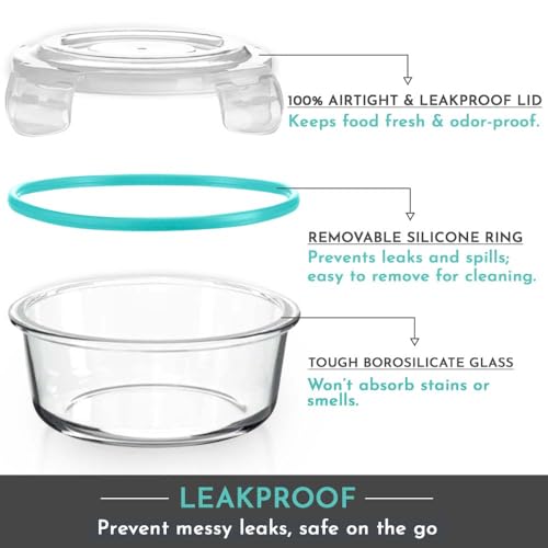 Magnus Vivid Glass Lunch Box with Vertical Pouch and Fixed Clip, 1 S S Bottle (700ml) and 3 Round Airtight, Leakproof, Microwave Safe Borosilicate Glass Containers, 400 ML Each - Premium Lunch Boxes - Image 4