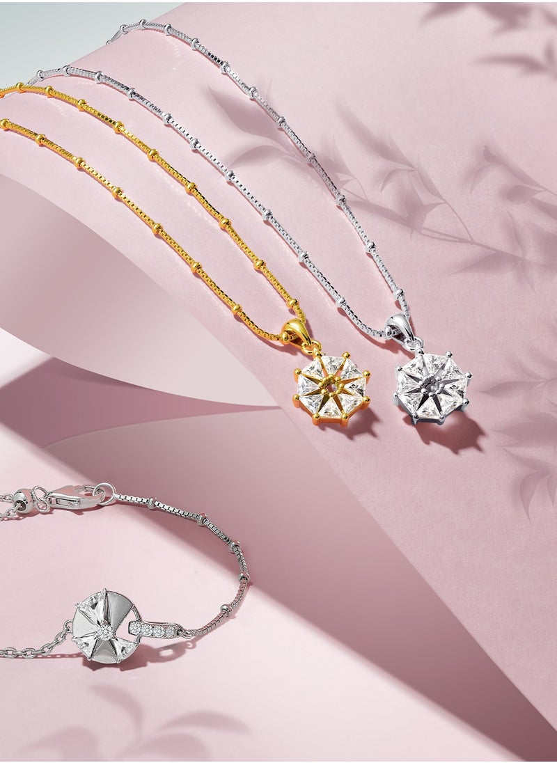 AWNL - Women's Necklace With CZ Diamond Sterling Silver Cardamom Flower Pendant Gift for Women Wife Girlfriend - Image 1