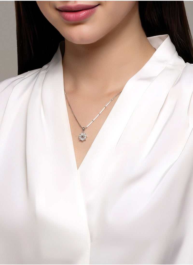 AWNL - Women's Necklace With CZ Diamond Sterling Silver Cardamom Flower Pendant Gift for Women Wife Girlfriend - Image 1