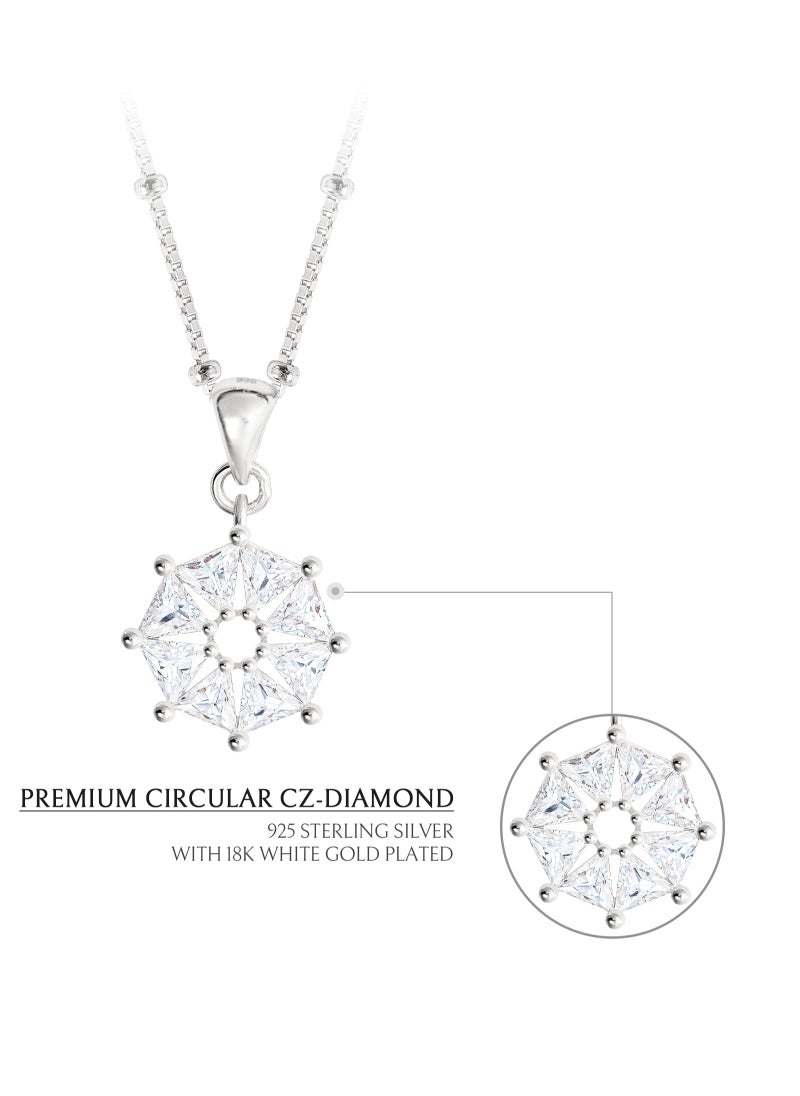 AWNL - Women's Necklace With CZ Diamond Sterling Silver Cardamom Flower Pendant Gift for Women Wife Girlfriend - Image 1