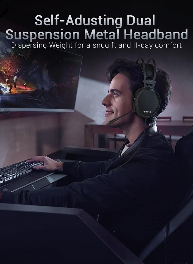 NUBWO N7 Gaming Headset,Wired PC Gaming Headphones with Noise Canceling Mic, PS4  Stereo Xbox one Headset Over Ear Gaming Headphones for PC/MAC/PS4/PS5/Switch/Xbox one - Image 2