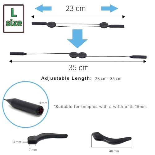 Anzailala Adjustable Eyeglass Strap with Eyeglass Ear Grip Sunglass Strap Anti-slip Eyewear String Holder Sports Sunglasses Chain with Silicone Ear Hook for Glasses Sunglasses (Small) - Image 2