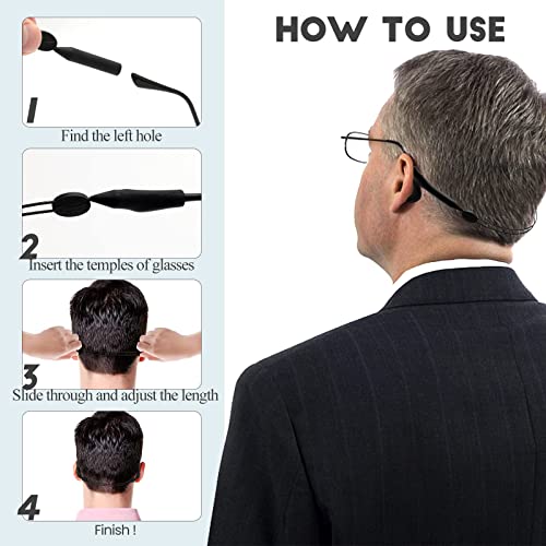 Anzailala Adjustable Eyeglass Strap with Eyeglass Ear Grip Sunglass Strap Anti-slip Eyewear String Holder Sports Sunglasses Chain with Silicone Ear Hook for Glasses Sunglasses (Small) - Image 5